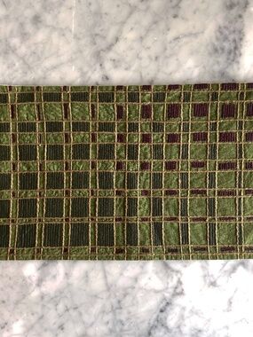 Green Textured Lumbar Pillow Cover Grid Pattern Boho Modern 21" x 12"